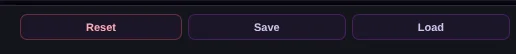 The Reset, Save and Load buttons at the top of the mixer column