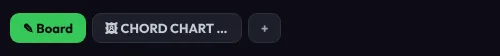 The Notes tab row: Board tab, an uploaded chord chart file tab, and the add-tab button