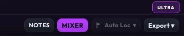 The ULTRA MODE pill in the top-right corner of the header, lit violet when on